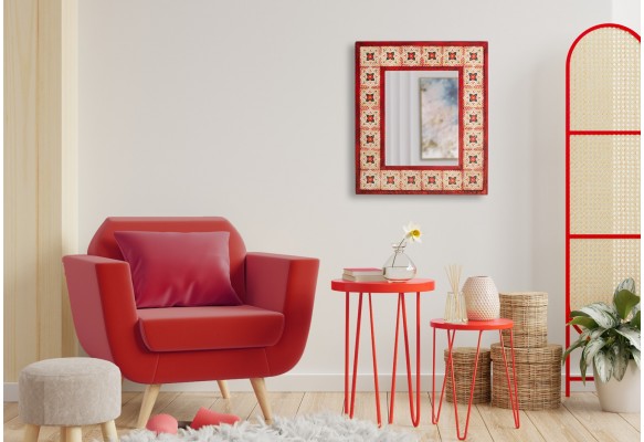 AHŞAP ÇERÇEVELİ TRAVERTEN TAŞ DETAYLI AYNA MR114